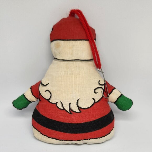 Vintage Christmas Plush Handmade Santa Ornament - Picture 2 of 3